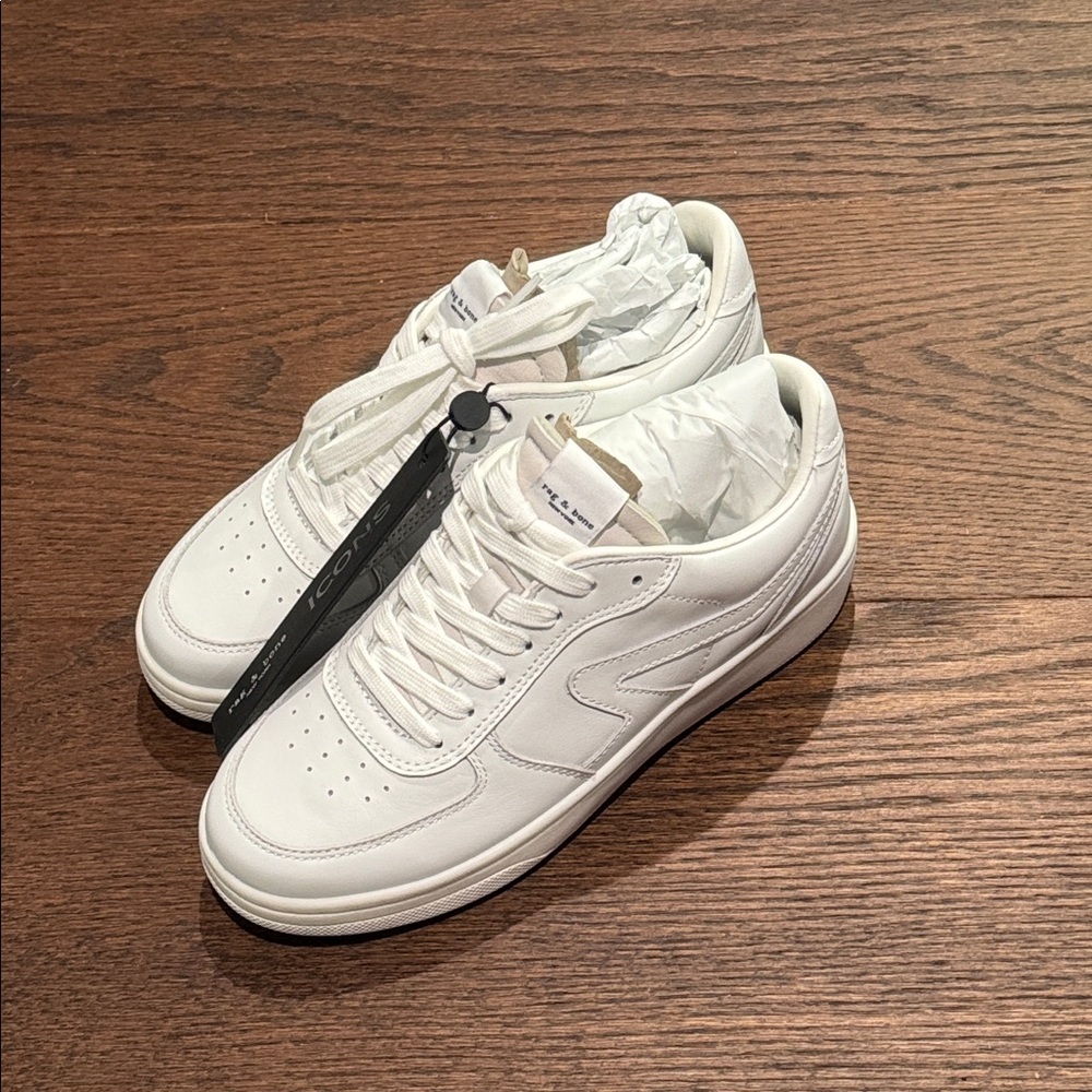 NWT Rag & Bone Retro Court White Sneakers Size 6.5 - Picture 5 of 8